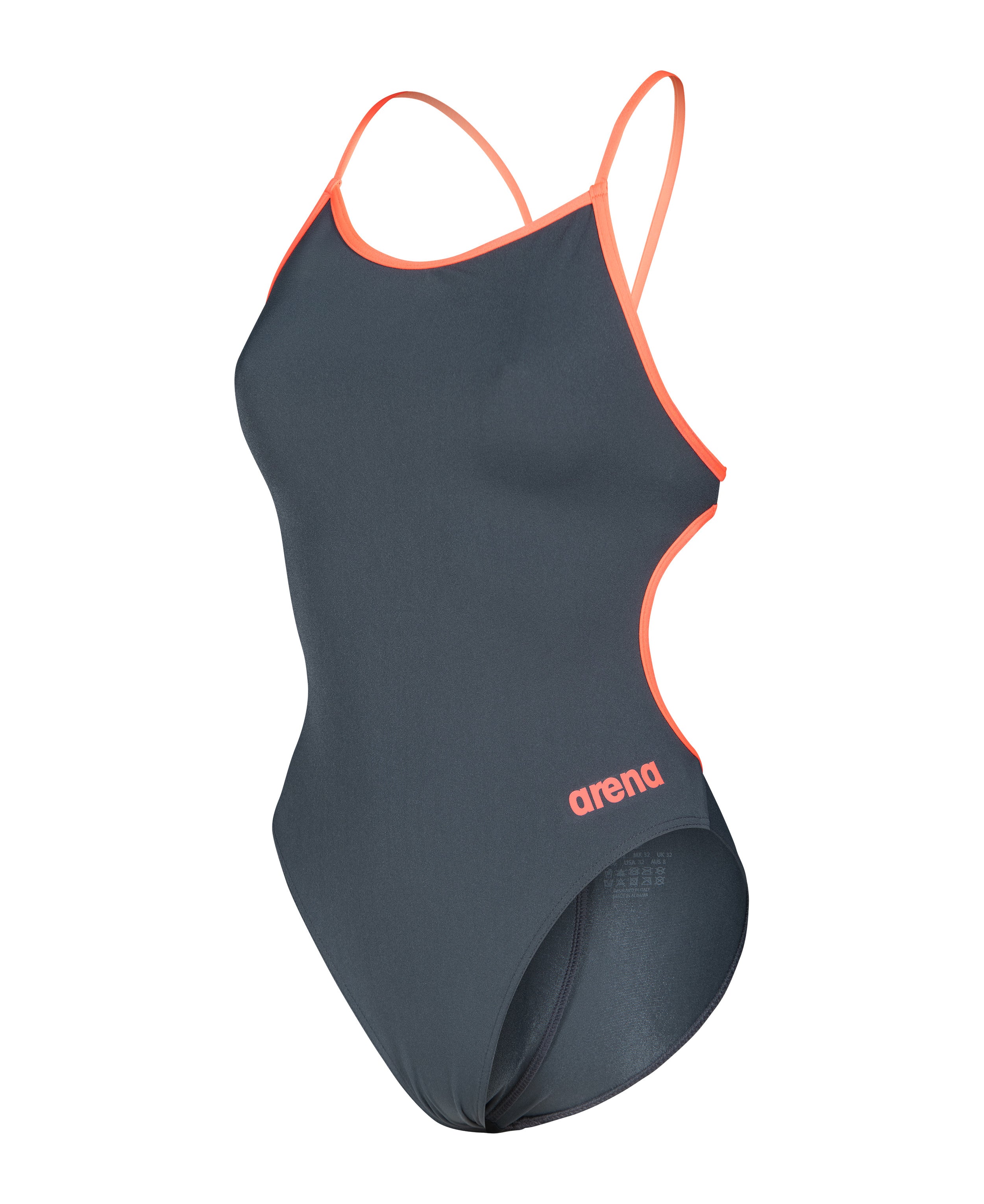 ARENA WOMEN'S Swimsuit Lace Back Solid Asphalt Brigth Coral 004651 504 ARENA WOMEN'S Swimsuit Lace Back Solid Asphalt Brigth Coral 004651 504