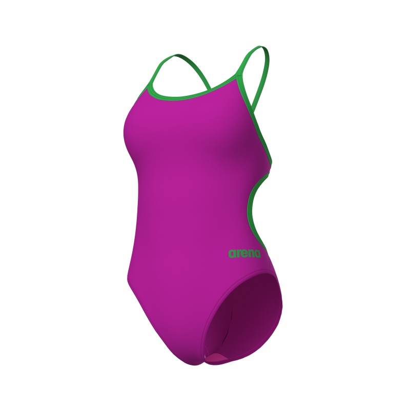 ARENA WOMEN'S Swimsuit Lace Back Solid Very Fucsia Team Green 004651 966