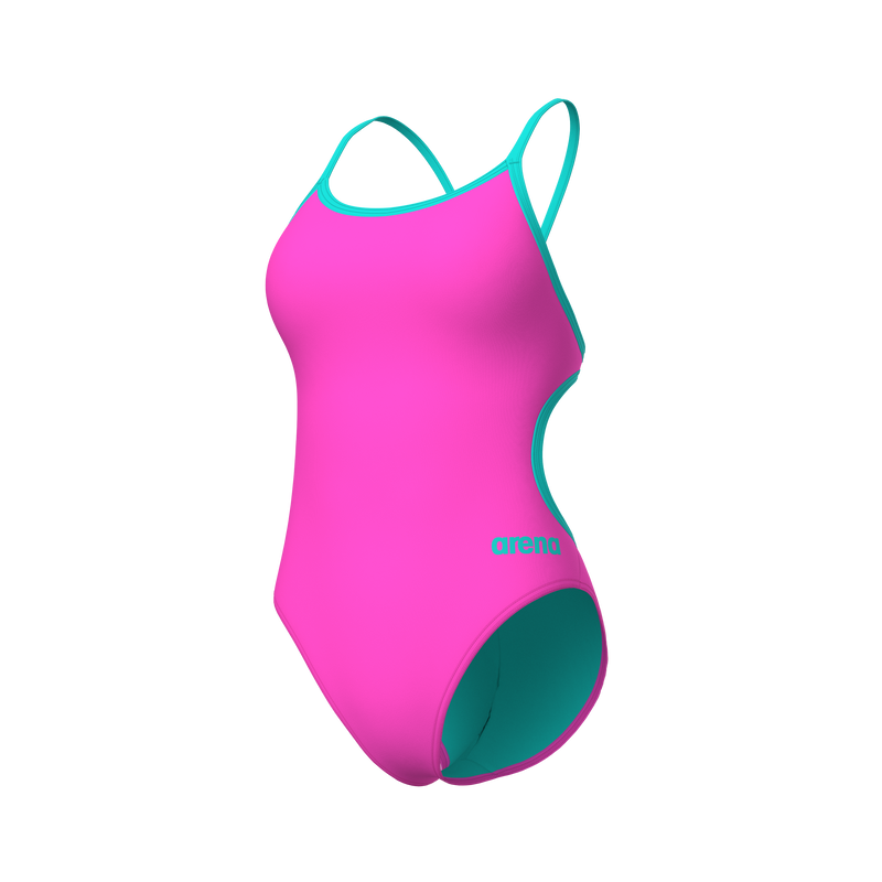 ARENA WOMEN'S Swimsuit Lace Back Solid Shocking Pink Water 004651 970