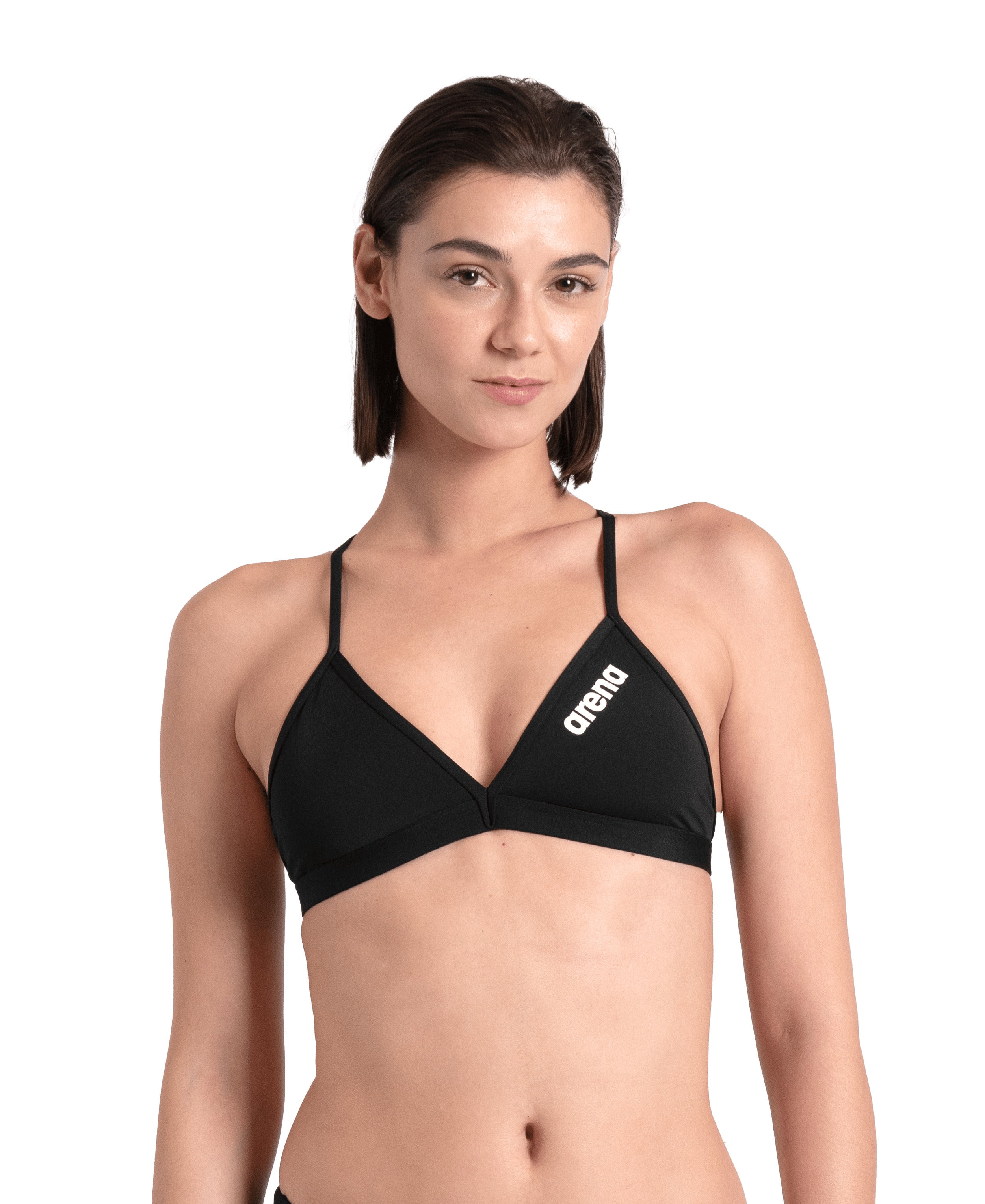Arena Tie Back Solid donna Swim Top 004768 550 Black White Arena Tie Back Solid donna Swim Top 004768 550 Black White