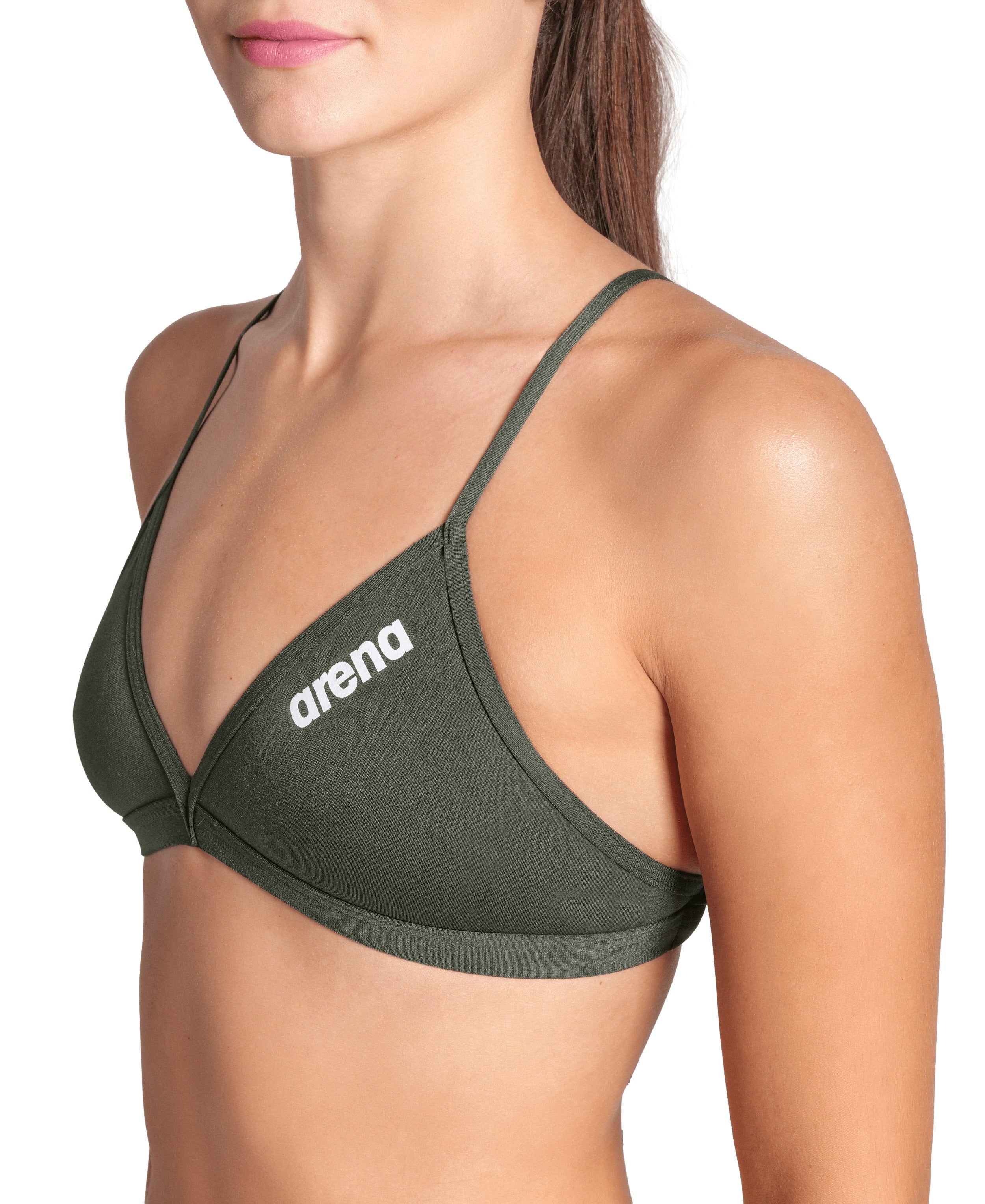 Arena Tie Back Solid donna Swim Top 004768 660 Dark Sage White Arena Tie Back Solid donna Swim Top 004768 660 Dark Sage White