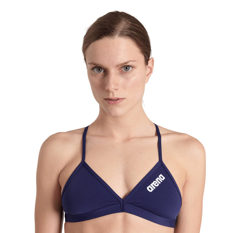 Arena Tie Back Solid donna Swim Top 004768 750 Navy White