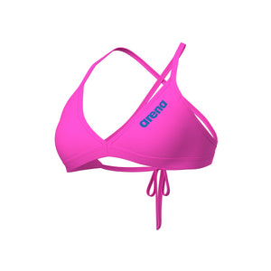 Arena Tie Back Solid donna Swim Top 004768 908 Shocking Pink Blue River