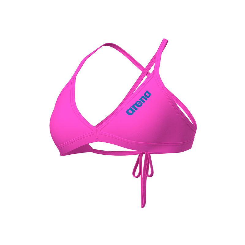 Arena Tie Back Solid donna Swim Top 004768 908 Shocking Pink Blue River