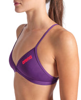 Arena Tie Back Solid donna Swim Top 004768 930 Purple Bright Coral