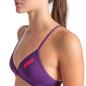 Arena Tie Back Solid donna Swim Top 004768 930 Purple Bright Coral