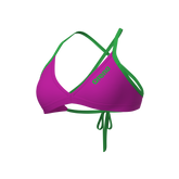 Arena Tie Back Solid donna Swim Top 004768 960 Very Fuchsia Team Green