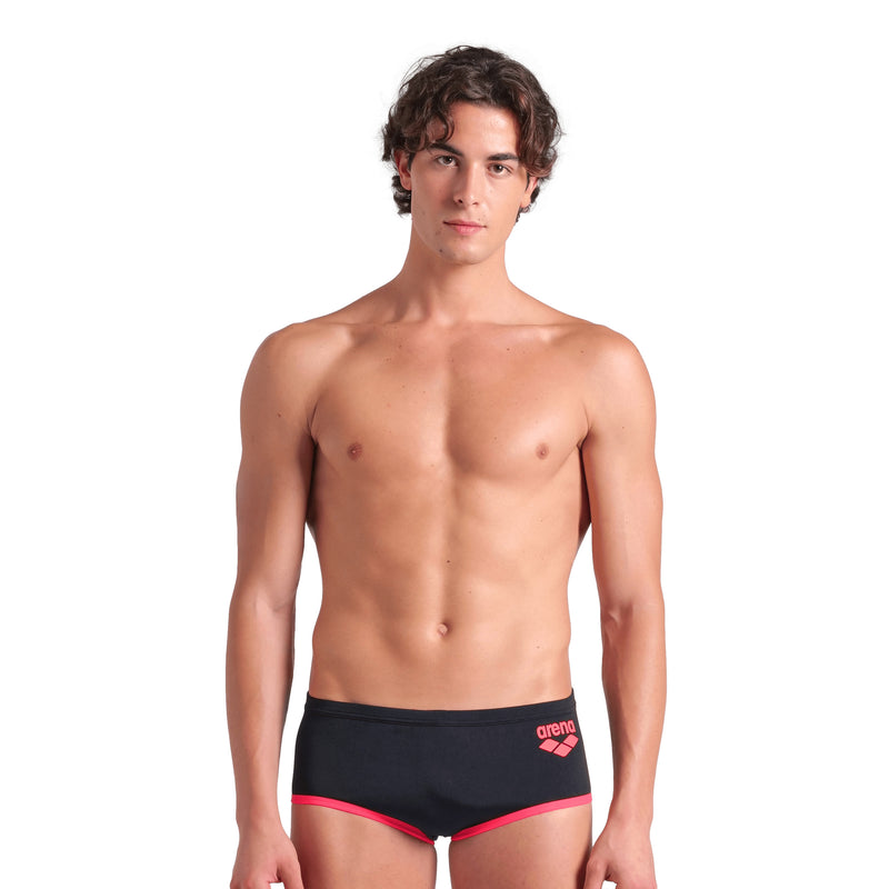 ARENA Men One Low Waist Short Big Logo Black Fluo Red 008549 559