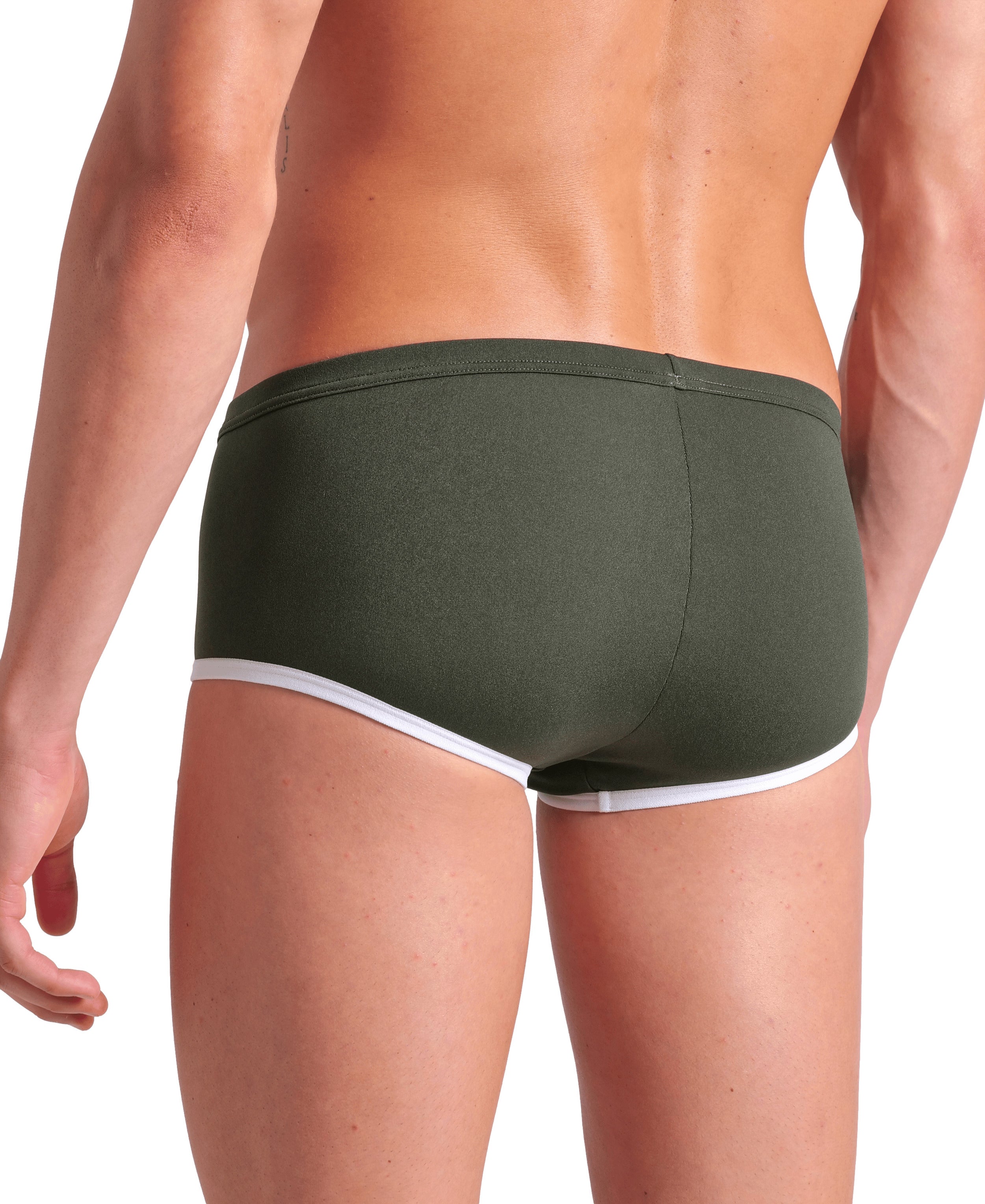 ARENA Men One Low Waist Short Big Logo Dark Sage White 008549 611 ARENA Men One Low Waist Short Big Logo Dark Sage White 008549 611