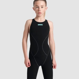 ARENA Powerskin IMPULSO Woman Open Back Junior 008605 100 Black Teal