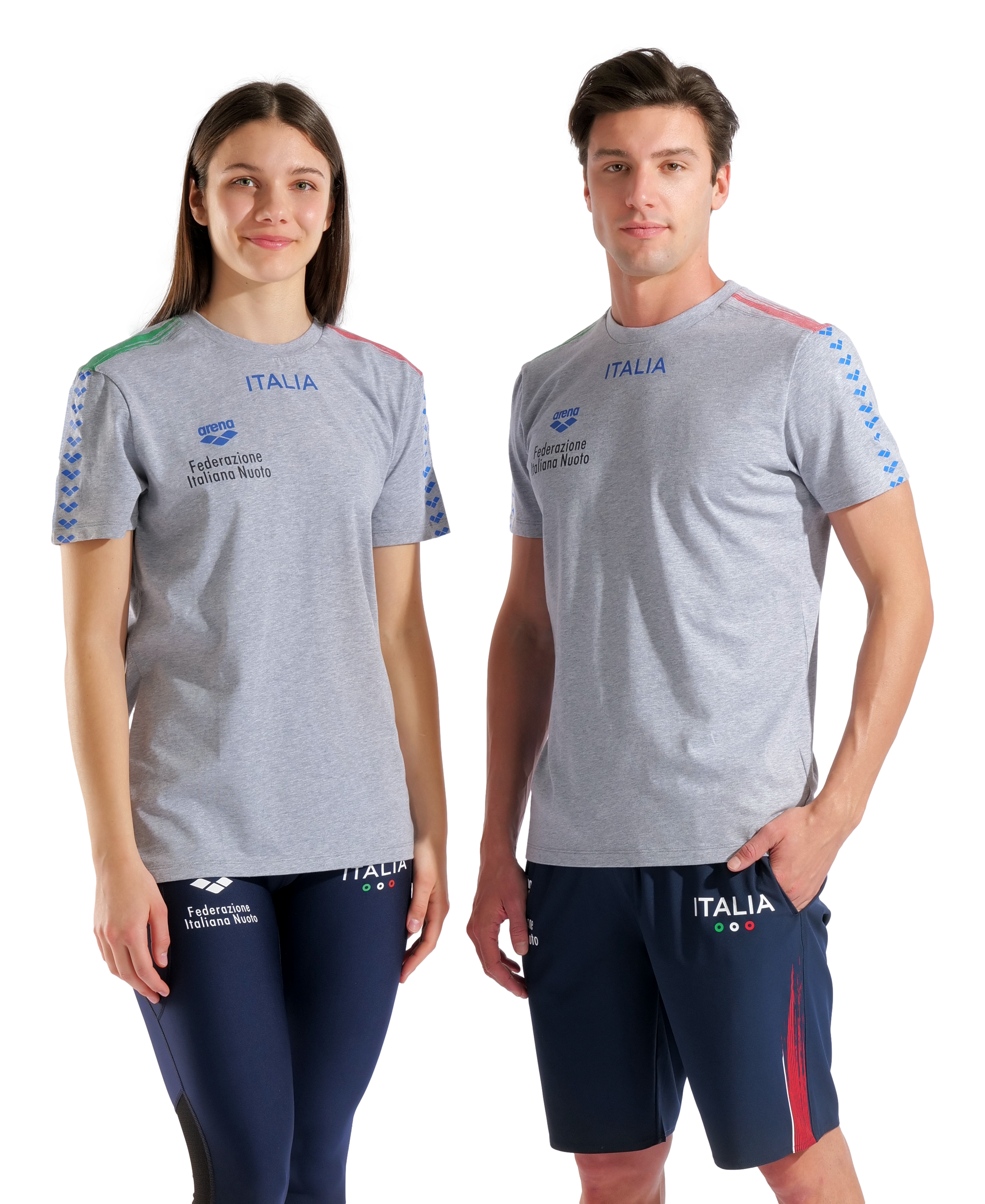ARENA T-Shirt Italia FIN Team Stripe 010958 550 Medium Grey Melange Italia ARENA T-Shirt Italia FIN Team Stripe 010958 550 Medium Grey Melange Italia