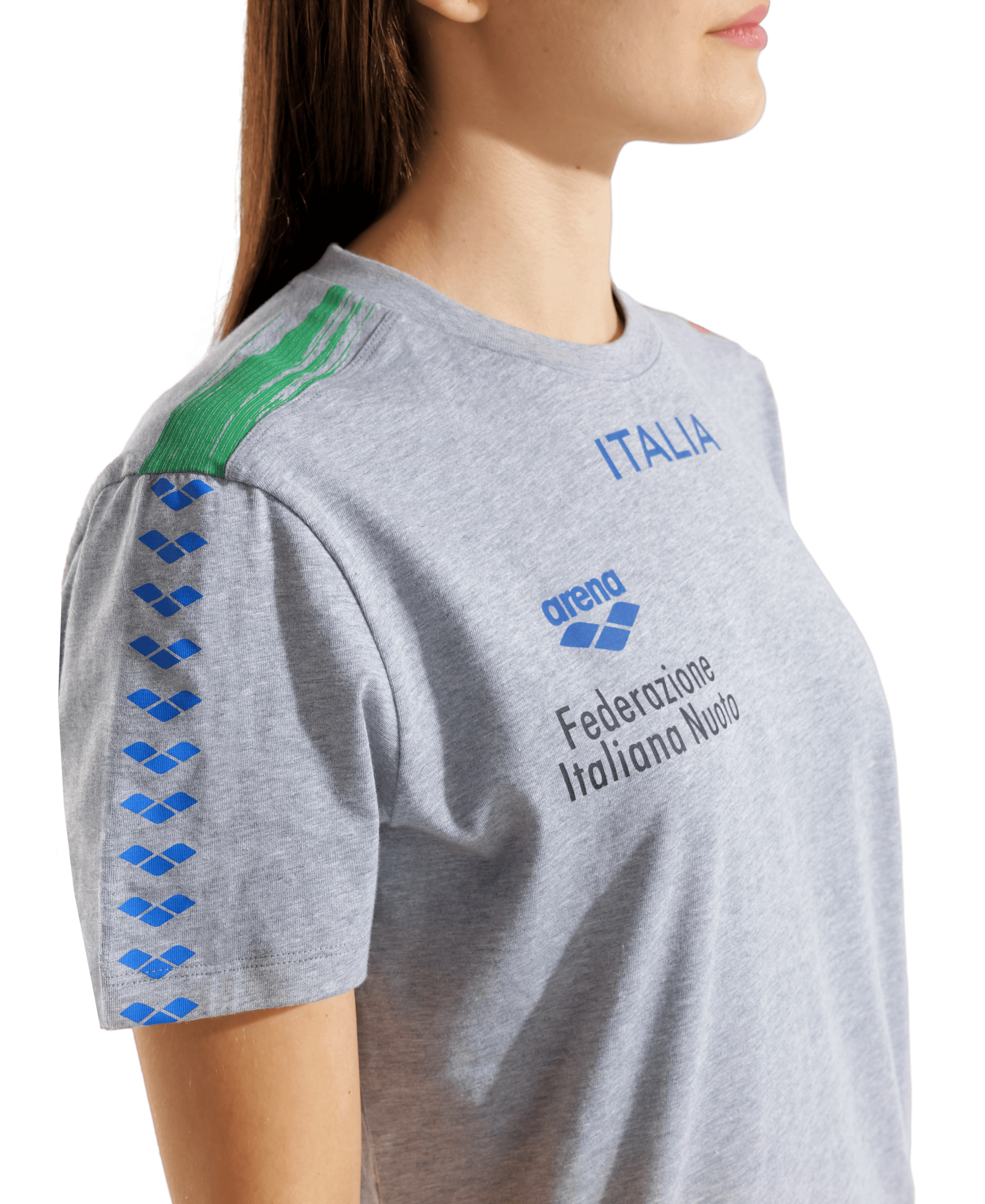 ARENA T-Shirt Italia FIN Team Stripe 010958 550 Medium Grey Melange Italia ARENA T-Shirt Italia FIN Team Stripe 010958 550 Medium Grey Melange Italia