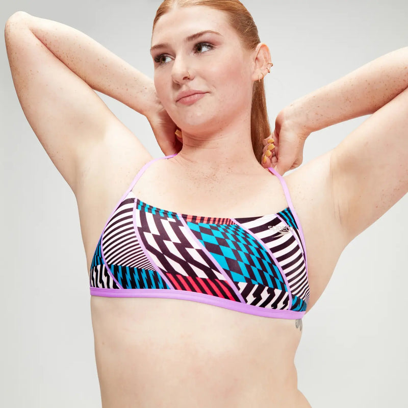 SPEEDO Women Bikini  Allover Digital Hipster Black White Watermelon Top 1172716 613