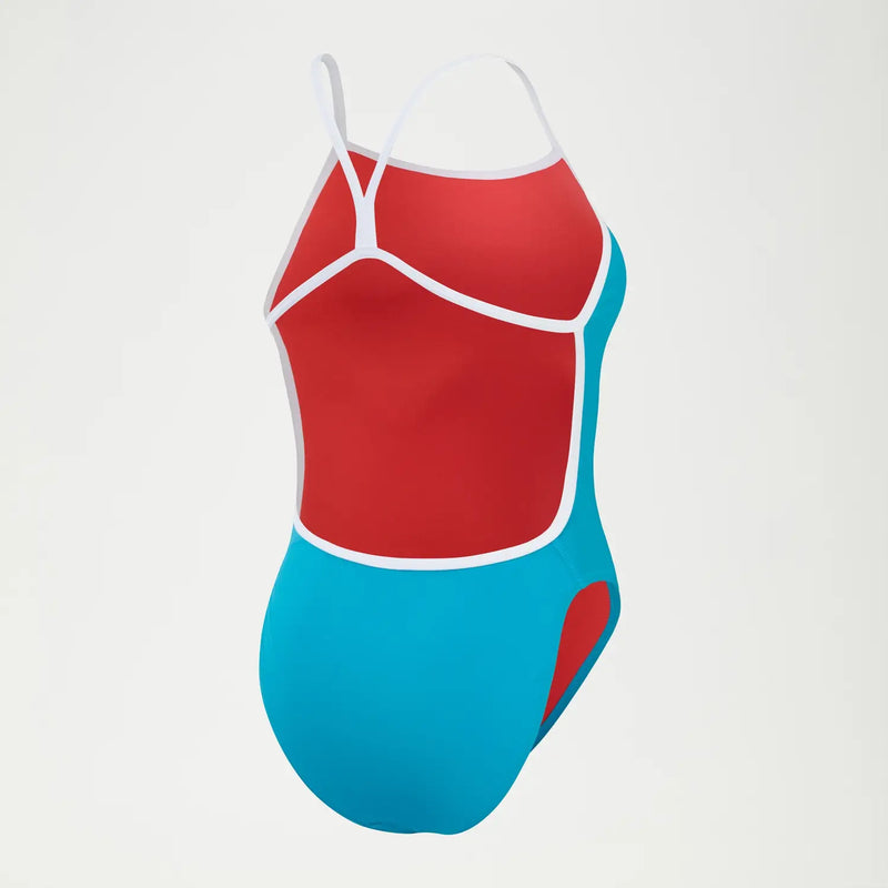 SPEEDO Woman Solid VBack Blue White Red 0031791 6605