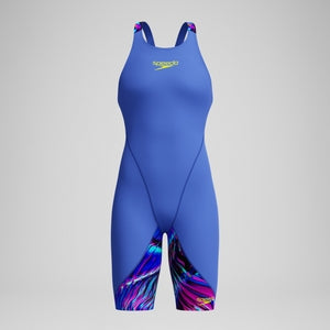 SPEEDO Fastskin Junior LZR Ignite Kneeskin Open Back 13439 15334 Blue Pink