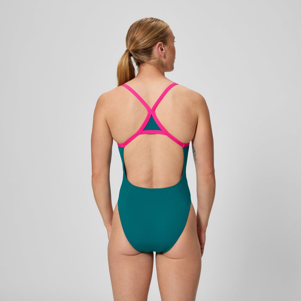 SPEEDO Woman SOLID TURNBACK 00540002 Denim Flare Pink SPEEDO Woman SOLID TURNBACK 00540002 Denim Flare Pink