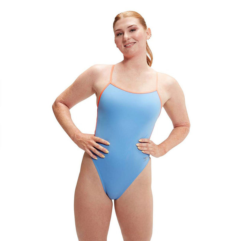 SPEEDO Woman Solid VBack  Curious Blue Disco Peach 0031791 6603