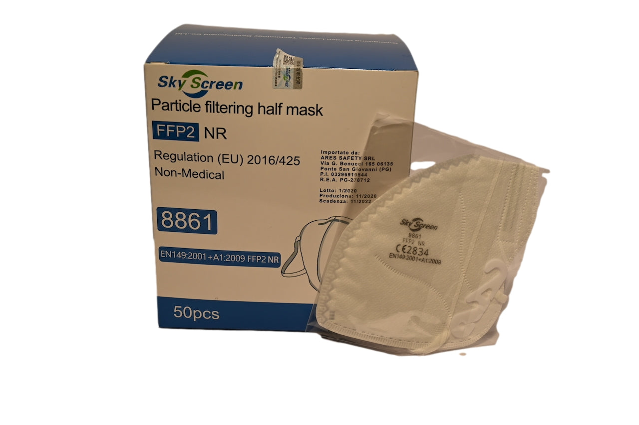 Mascherina Professionale FFP2 in confezione singola pieghevole senza valvola 8861 Mascherina Professionale FFP2 in confezione singola pieghevole senza valvola 8861
