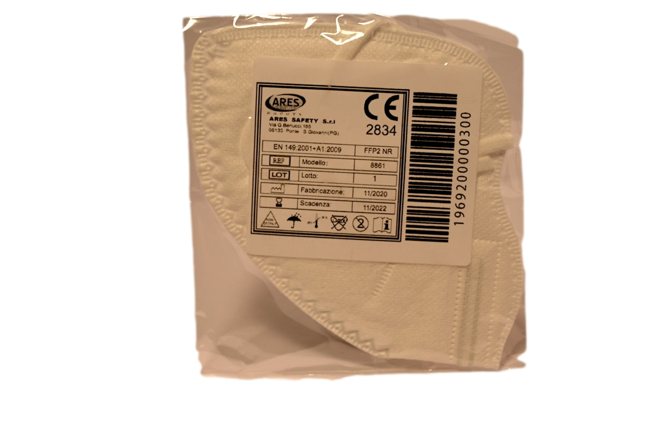 Mascherina Professionale FFP2 in confezione singola pieghevole senza valvola 8861 Mascherina Professionale FFP2 in confezione singola pieghevole senza valvola 8861