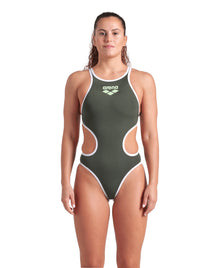 ARENA Woman One Piece ONE BIGLOGO 001198 611 Dark Sage-White