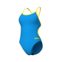 ARENA  WOMEN'S  Swimsuit Lace Back Solid Turquoise Yellow Star 004651 820