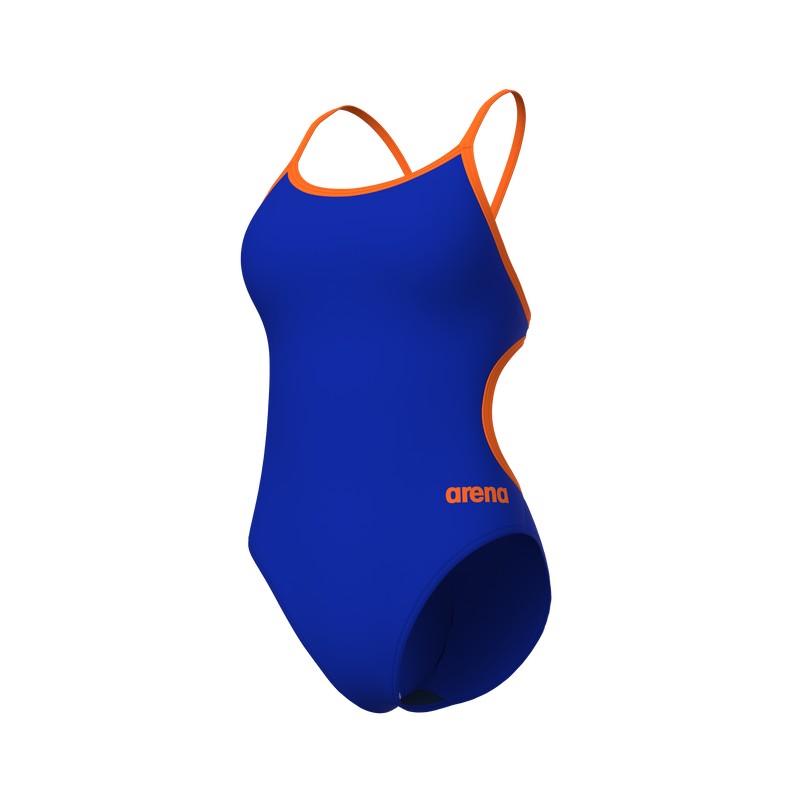 ARENA  WOMEN'S  Swimsuit Lace Back Solid Neon Blue Team Orange 004651 833