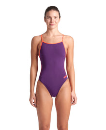 ARENA  WOMEN'S  Swimsuit Lace Back Solid  Plum Bright Coral 004651 930