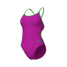 ARENA  WOMEN'S  Swimsuit Lace Back Solid Very Fucsia Team Green 004651 966
