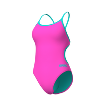 ARENA  WOMEN'S  Swimsuit Lace Back Solid Shocking Pink Water 004651 970