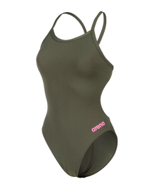 ARENA  WOMEN'S TEAM Swimsuit Swim TECH Solid Dark Sage Shocking Pink 004766 609