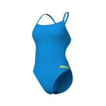 ARENA  WOMEN'S TEAM Swimsuit Swim TECH Solid Turquoise Yellow Star 004766 802
