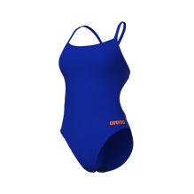 ARENA  WOMEN'S TEAM Swimsuit Swim TECH Solid   Neon Blue Team Orange 004766 802