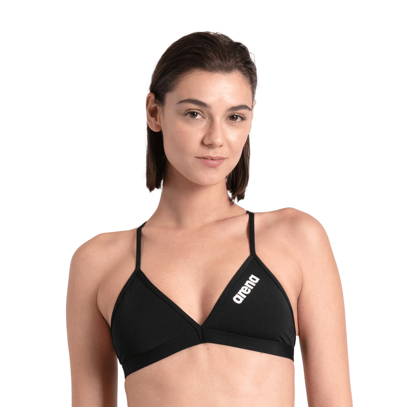 Arena Tie Back Solid donna Swim Top 004768 550 Black White