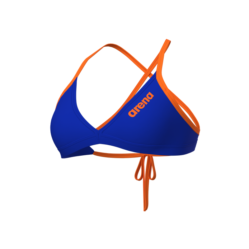 Arena Tie Back Solid donna Swim Top 004768 830 Neon Blue Team Orange