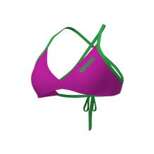Arena Tie Back Solid donna Swim Top 004768 960 Very Fuchsia Team Green