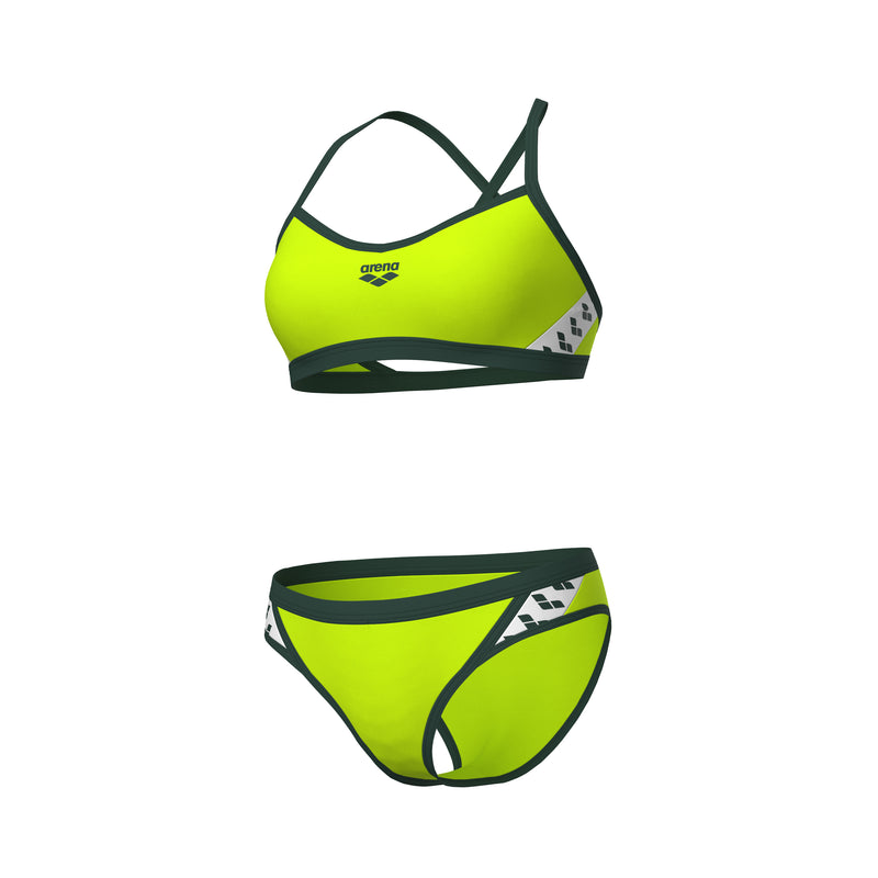 Arena Icons Bikini Solid Cross Back Womens 005037 660 Artic Lime Dark Sage