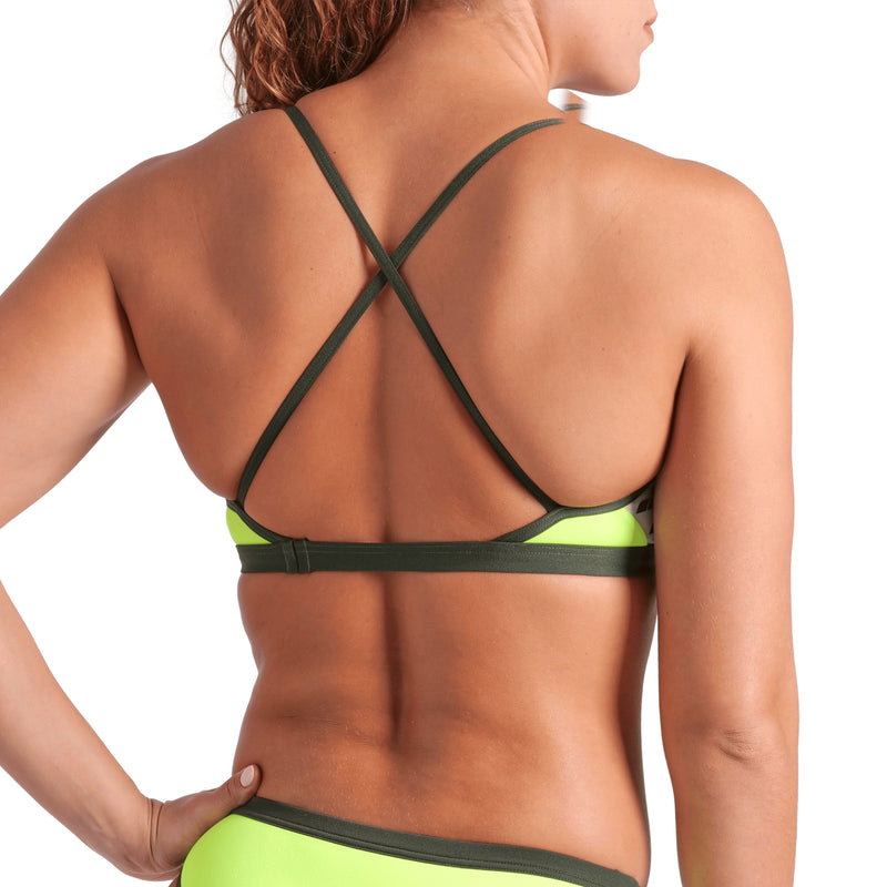 Arena Icons Bikini Solid Cross Back Womens 005037 660 Artic Lime Dark Sage