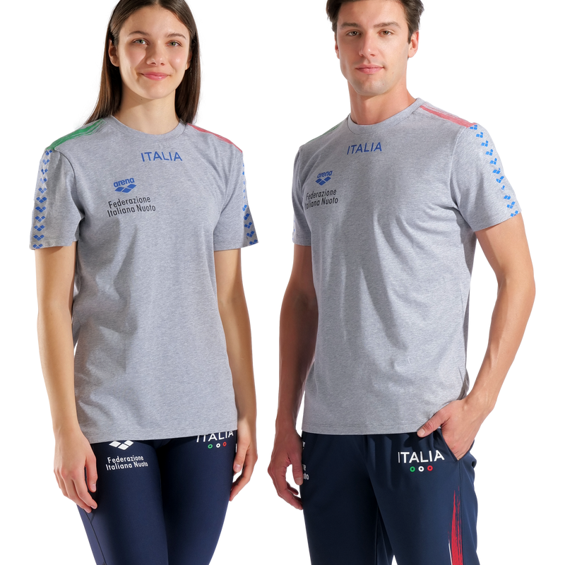 ARENA T-Shirt Italia FIN Team Stripe 010958 550 Medium Grey Melange Italia