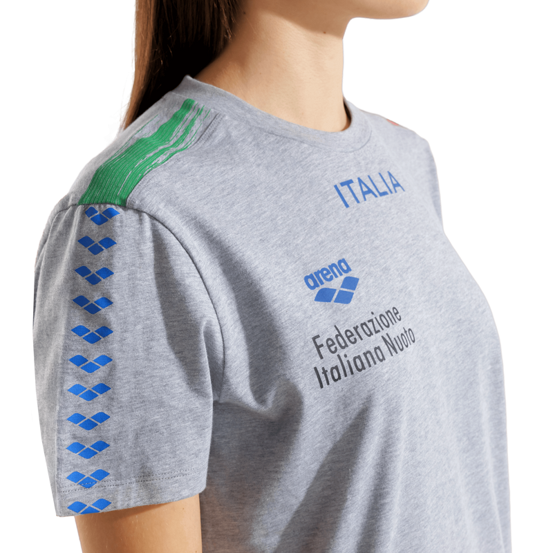 ARENA T-Shirt Italia FIN Team Stripe 010958 550 Medium Grey Melange Italia