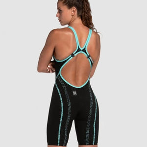 ARENA Woman Powerskin PRIMO Black Teal Open Back SL  007768 100