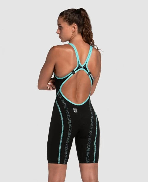 ARENA Woman Powerskin PRIMO Black Teal Open Back SL  007768 100