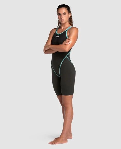 ARENA Woman Powerskin PRIMO Black Teal Open Back SL  007768 100